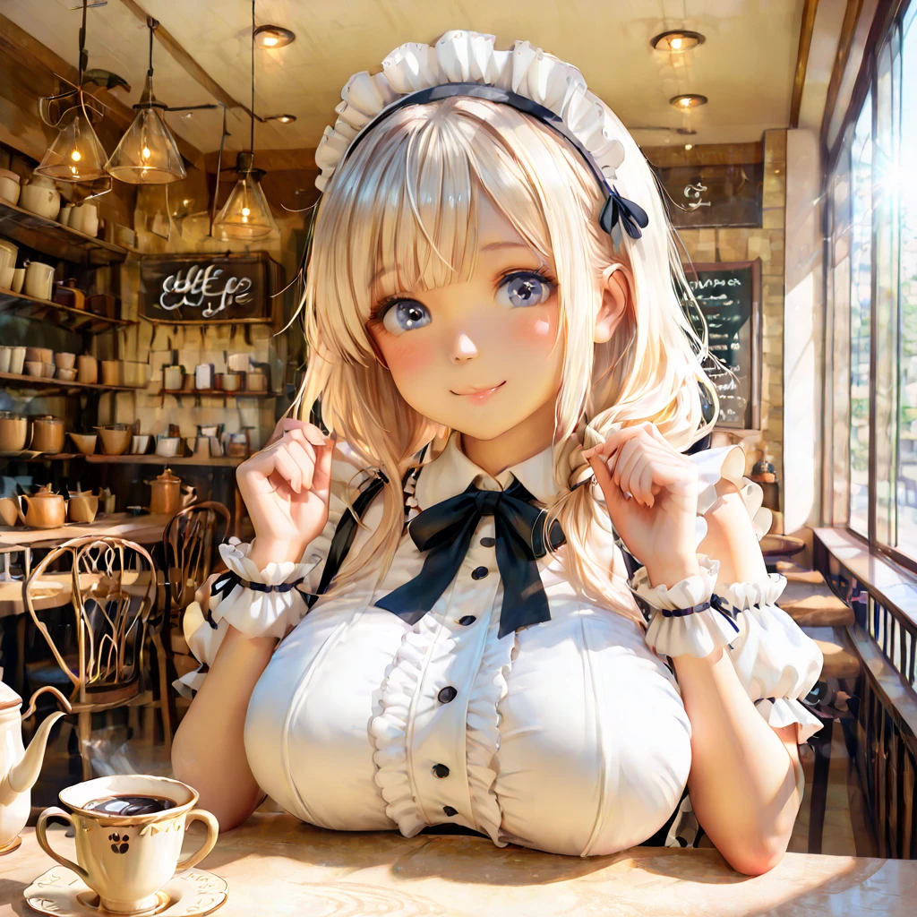 (Photorealistic:1.8, highest quality:1.8,8K masterpiece:1.8,High resolution,Mastepiece:1.8,RAW Photos,Cinematic lighting),No split screen、morning、maid Cafe、（A female store clerk wearing a maid outfit:1.5)、(Soryu Asuka Langley)、
（Completely naked、choker、Medium chest、mini skirt、Wide open chest、Beautiful thighs、Plump nipples）、
(Random hairstyle、Beautiful, shining red, blue, white, brown and silver hair:1.5)、Sparkling Blue Eyes、looks fun、Smile、holding a coffee cup、Random Pause、Random Angle