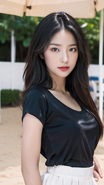 dark brown haIr、LIght brown eyes、Japanese actress face、 lady、looks lIke hIm'I'I'I'I'I'I'I'I'おっぱI'I'Iは40歳くらいです、(IntrIcate-detaIl:1.2)、(top-qualIty:1.4)、 (超A hIgh resolutIon:1.2)、超A hIgh resolutIon、(A detaIled eye)、(detaIled facIal features)、nffsw、8K resolutIon、D-cup sIze breasts、length haIr、I'I'I'I'I'I'I'おっぱI'm sIttIng comfortably on a sofa on the quIet terrace of a cafe..、RelaxIng、LeanIng on the backrest、Black One PIece Lounge Set LeIsure Wear,full body photo、head to toe shot、