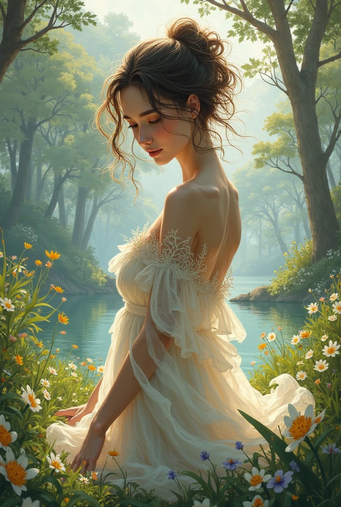 Garden Girl,(Highest quality,4K,8k,High resolution,Tabletop:1.2),Very detailed,(Realistic,Realistic,Photorealistic:1.37),oil,beautiful flower,Bright sunlight,Breeze,Vibrant colors,Serene atmosphere,Elegant Dresses,Gentle gaze,Warm shadows,Multicolored birds,Whispering leaves,Fresh green grass,Delicate butterflies,Romantic environment,Subtle texture,Pleasant scent,Natural Beauty,Quiet background,The harmony of nature and the girl,Eyes shining with joy、Looking into the camera
