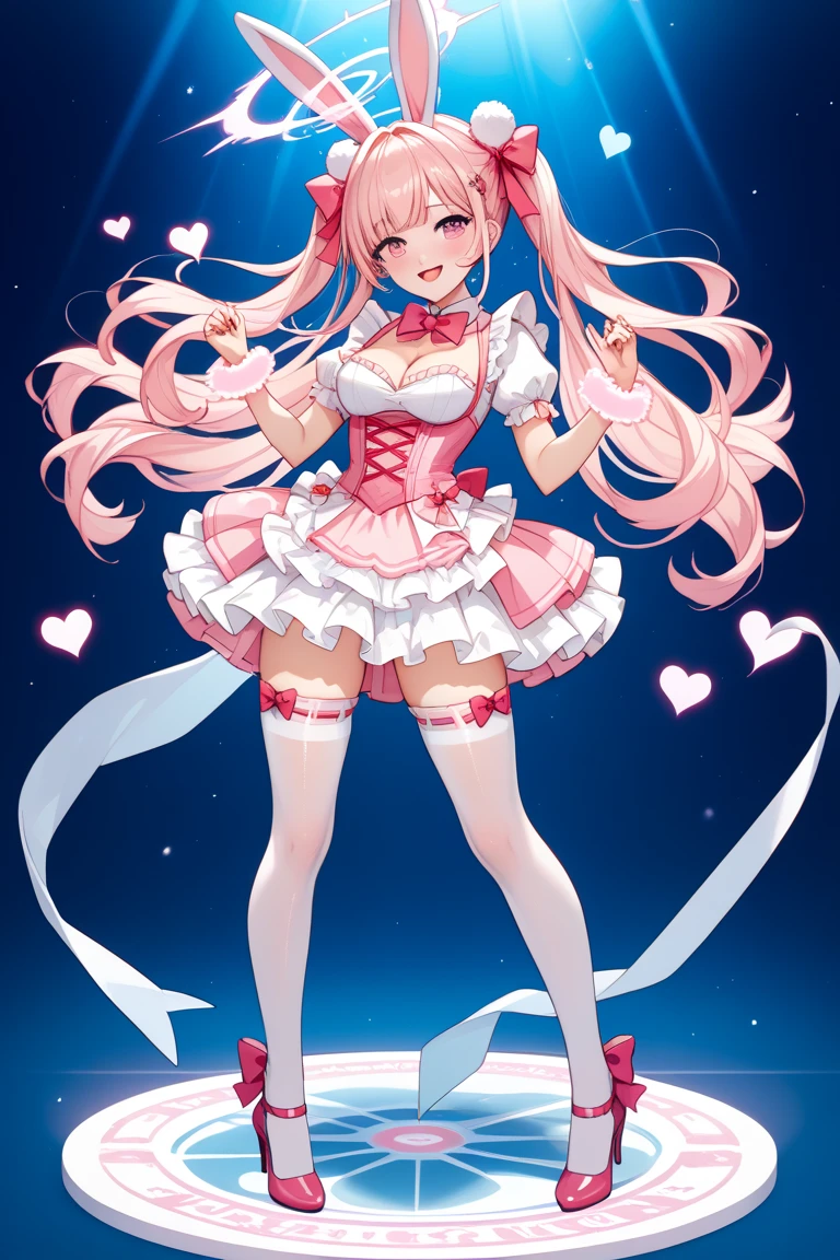 (melhor qualidade, obra-prima), 1girl, (peluda), bunny, feliz, corada, rechonchuda, fofa, heart-shaped shaped pupils,