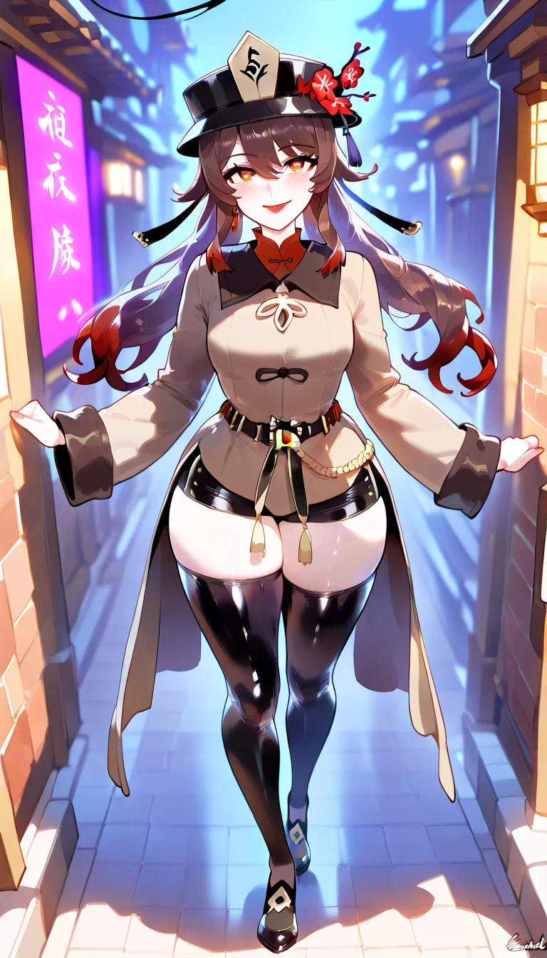 NSFW, masterpiece, standing insanely hot (woman 1) using sexy ((((bunny suit)))), ((((cute pose)))), (thin thigths), (fear expression), blushed face, amber eyes, brown hair, medium boobs, hair tied with a red ribon, bunny ears