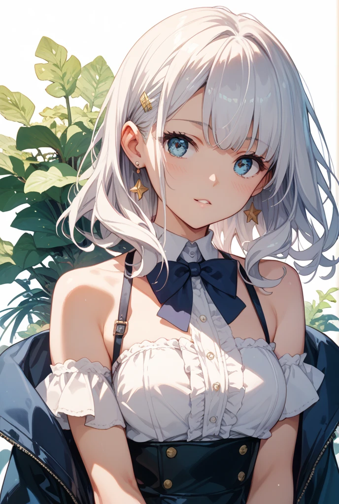 (Best quality,4K,8K,High resolution,Masterpiece:1.2),Super detailed,(Actual, Realistic),
break,
((Beautiful clear blue eyes:1.2)),very kind eyes,eyes wide open,beautiful eyelashes,beautiful lower eyelashes,
break,
((Beautiful and shiny silver hair:1.3)),A dazzling smile, a bursting smile, an open mouth laugh,
break,
Short sleeve bright green dress shirt with ruffles,
break,
very happily,((bust shot)),zoom in,Ferris wheel