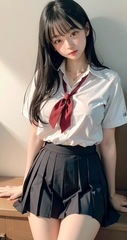 very fine 8kcg wallpaper,white hair,best masterpiece,masterpiece,((((5 years old)))),(petite),cute,kawaii,baby face,cute eyes,bracelet,(side pony tail),long hair,realistic detailed hair,heartily laugh,outdoor,((((tatoo)))),(flat chest),(skinny legs),(slim thin),((slim thighs)),
break,
(school uniform,open collared blouse,white blouse,white,short sleeves,plaids mini skirt,hot pink skirt,beautiful detailed tie,red tie),red thigh high socks,garter belt,garter straps,