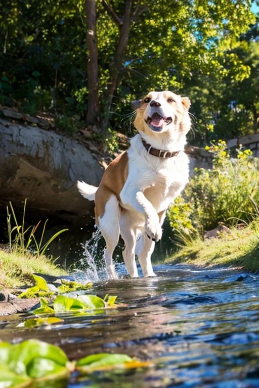 Dogs playing in water