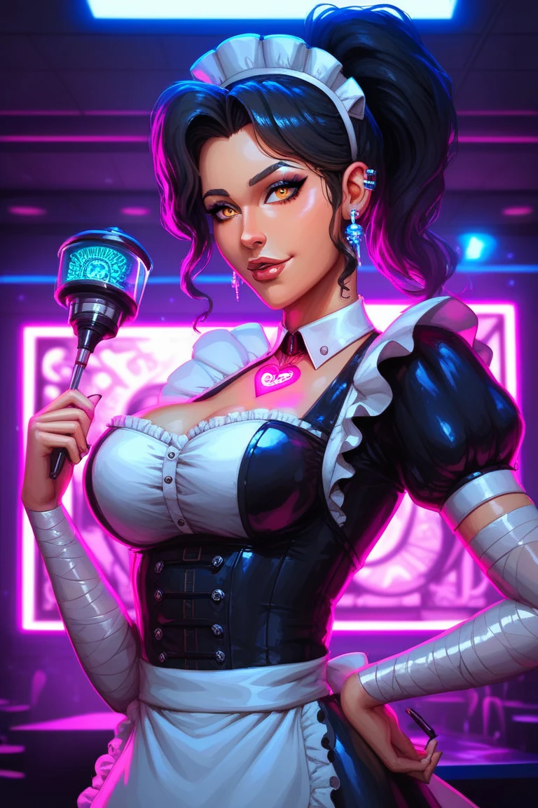 ((Cyberpunk background:1.5)) John Tenniel art, frustrated Audrey Hepburn , white hair, curls, wearing a stately and elaborate trixie ballgown of black satin and red adorned with large satin, futuristic ballroom gown, adorned with cybernetic enhancements , (((huge ribbon bows))), rosebuds, embroidery and jewels, (gigantic breasts:1.3) with (((enormous puffed sleeves))), an hourglass waist, and a (((voluminous crinoline hoopskirt))), (((bustle))),   long black gloves, adorned with intricate metallic details, pearl and diamond necklace and earrings, large elaborately curled and styled hair
