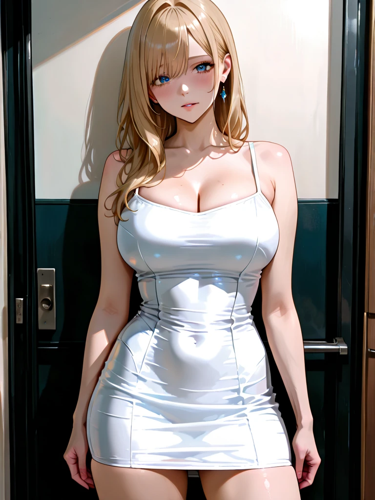a beautiful young blonde girl in a public school bathroom, wearing short sexy clothes, posing provocatively, with a perfect bust, large breasts, and a flirtatious smile, posing bitch, public bathroom, bitch girl (best quality,4k,8k,highres,masterpiece:1.2),ultra-detailed,(realistic,photorealistic,photo-realistic:1.37),HDR,UHD,studio lighting,ultra-fine painting,sharp focus,physically-based rendering,extreme detail description,professional,vivid colors,bokeh,portrait,photography