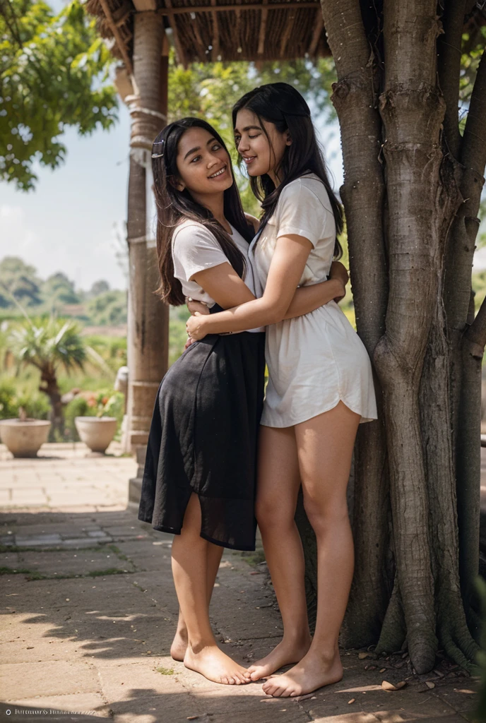 2heads, Two headed woman, age 23, irish, sitting in park, curvy flowing skirt, sneakers, sitcrossleg,