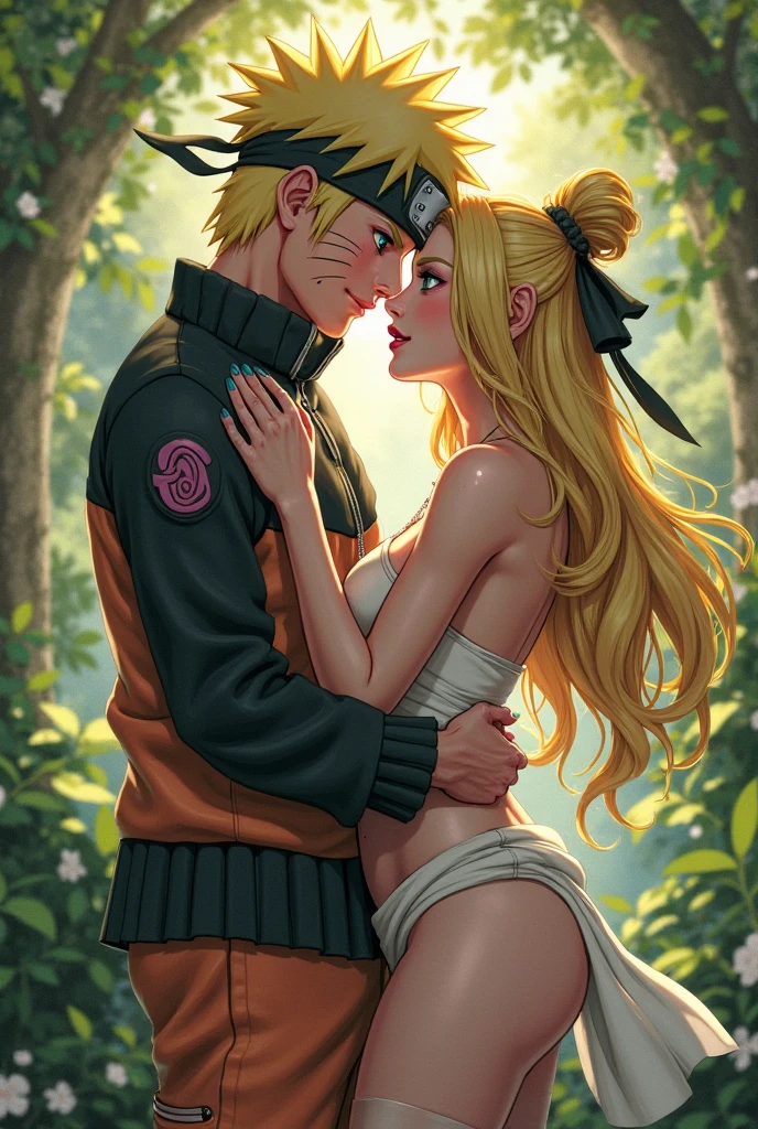 A anime character Tsunade with jiraya havig sexy