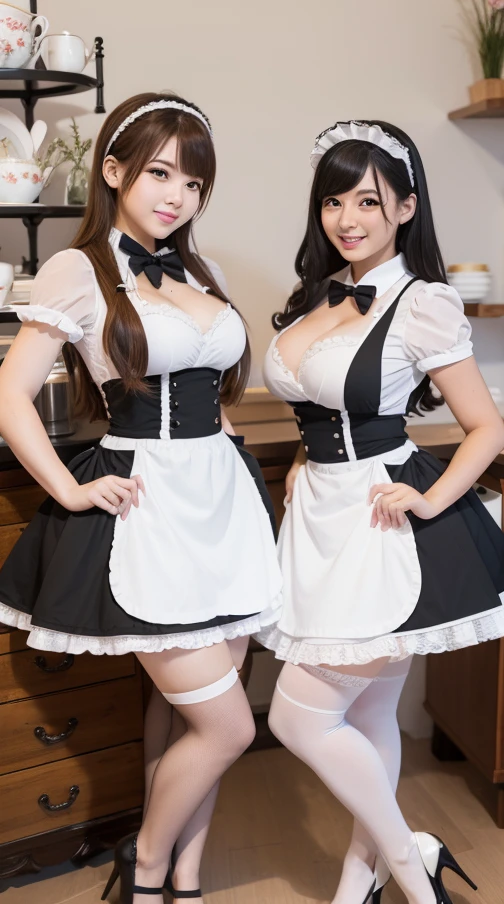 two beautiful women, with maid lingerie, sexy