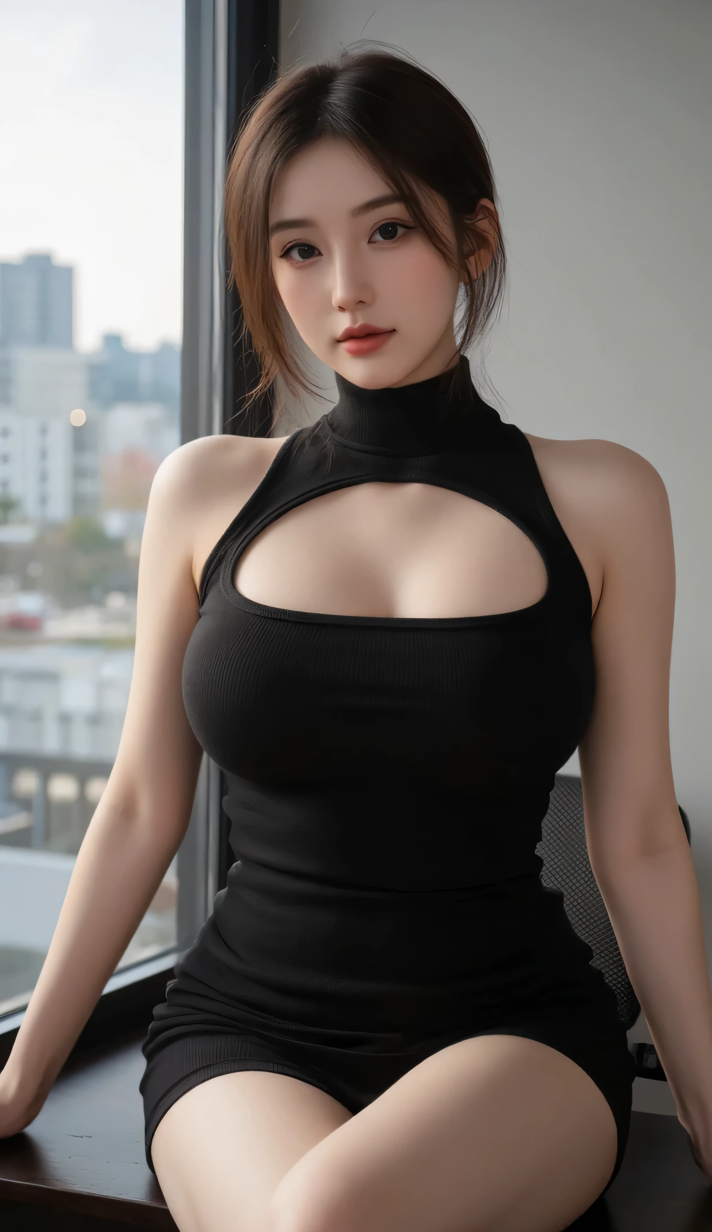 a woman, Big tight boobies, big thigh, tight mini skort, tight bolero, high quality, post processing, lovely