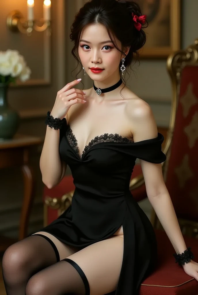 ((top-quality、masterpiece、photographrealistic:1.4、in 8K))、Beautuful Women1a person、21 year old、beautiful hairl、delicate and beautiful face、Eyes and faces with detailed 、Witch Cosplay、Cosplay、(Raise your hands behind your head:1.2)、Halloween、A smile、Beautiful lighting、Textured skin、Super Detail、high detailing、High quality、hight resolution、(looking at the viewers)、Detailed mouth、witch's hat、high-heels、Black Dress、full body Esbian、the witch、bank、Armpit、