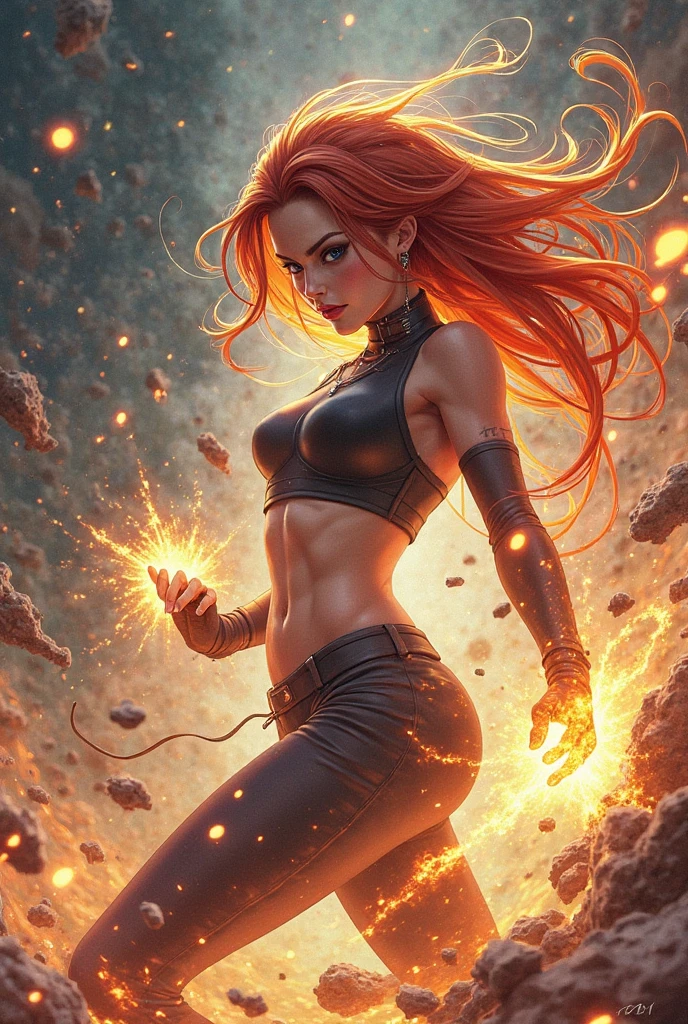 Animated Fire girl gaming logo