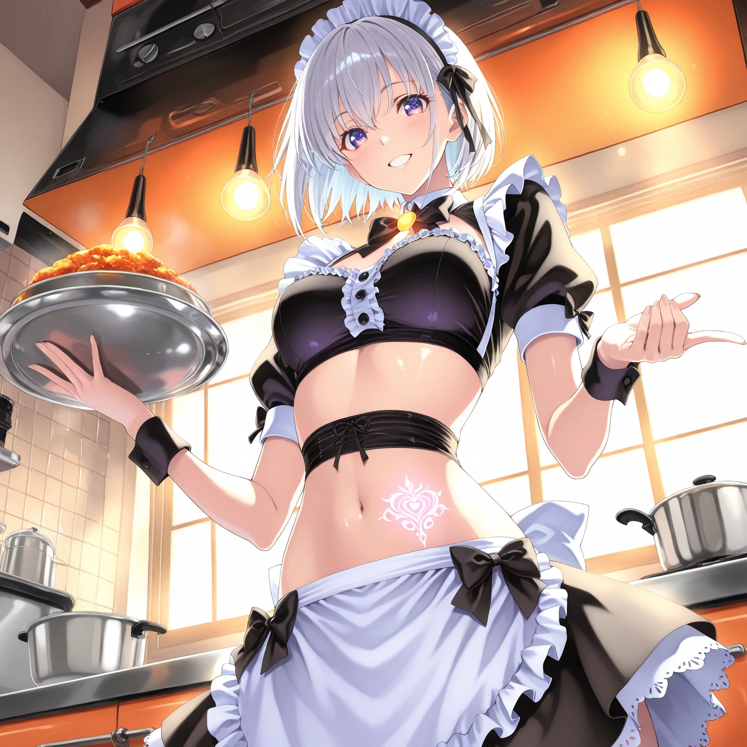 1girl, naked, apron,