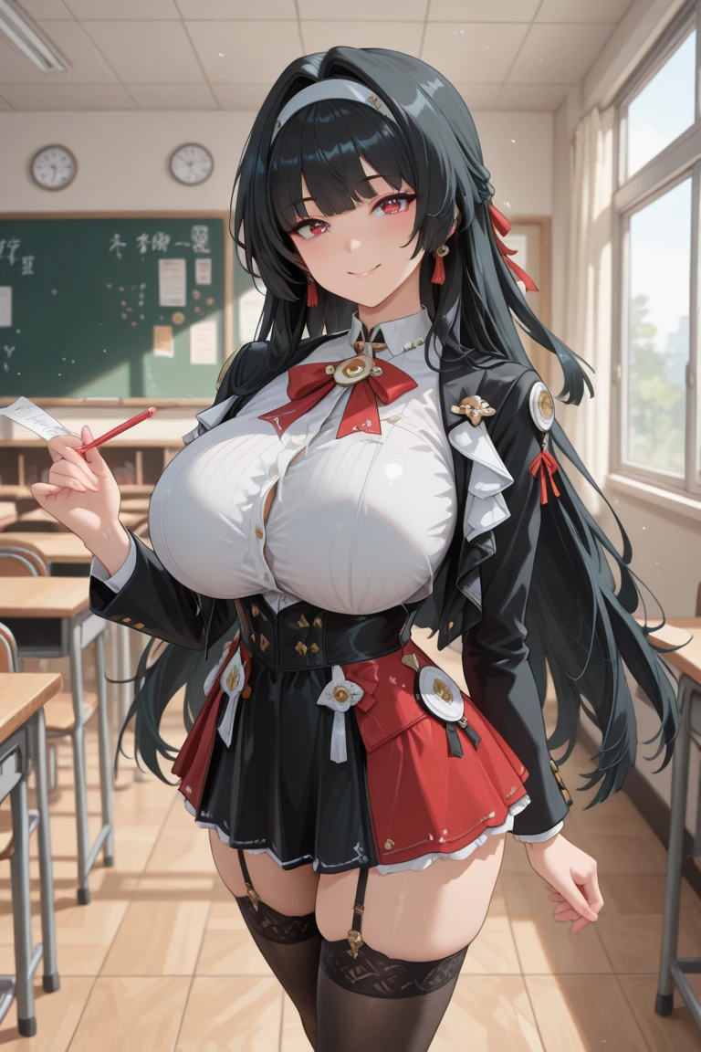 top-quality、​masterpiece、女の子1人、8K、Cherry blossom background,thighs thighs thighs thighs,Black tights,校服,student clothes,huge tit,a short skirt