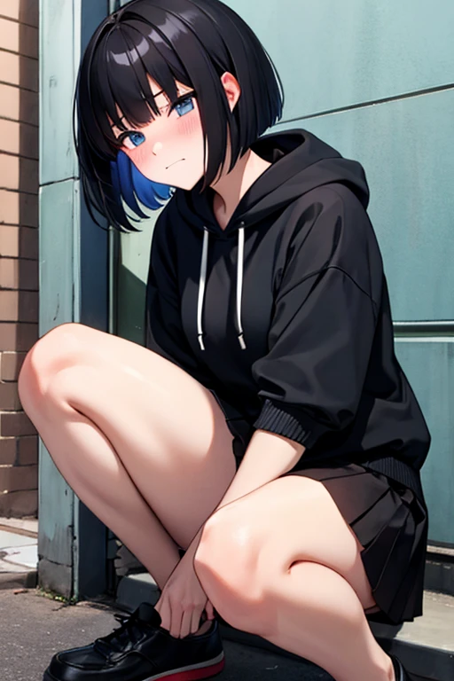 masterpiece:1.2, high quality, 最high quality, be familiar with_background,indoors,High resolution,there is nothing (solution 1988),black jacket,Completely naked,whole body,disorganized,blue eyes,gradient background,looking at the viewer,play sports often,1 girl,short hair,alone,animal ears,blue hair,head tilt,Cat ear、masturbation、Erotic