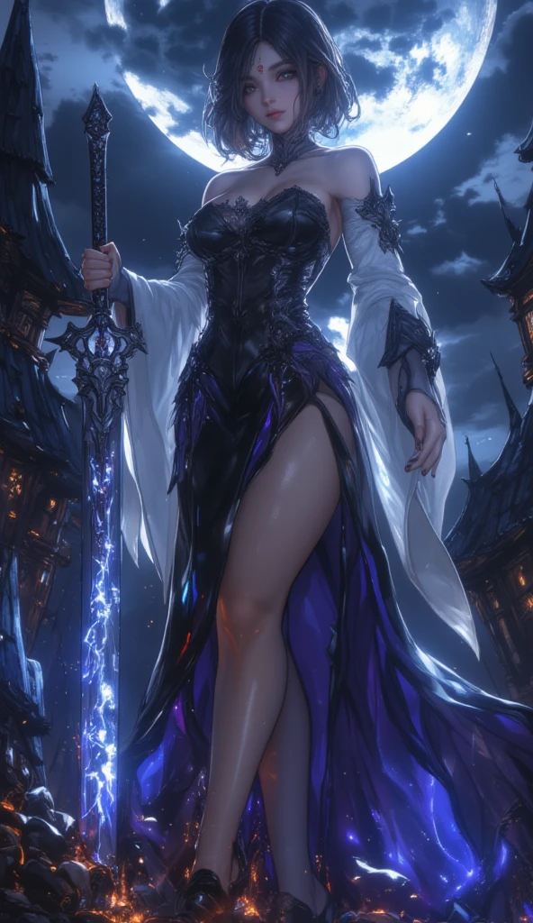 a close up of a woman with a purple and black costume, shadowbringers cinematic, 4 k detail fantasy, a beautiful fantasy empress, game cg, xianxia fantasy, xianxia hero, 2. 5 d cgi anime fantasy artwork, cinematic goddess close shot, ruan jia and artgerm, wow 4 k detail fantasy, hyperdetailed fantasy character