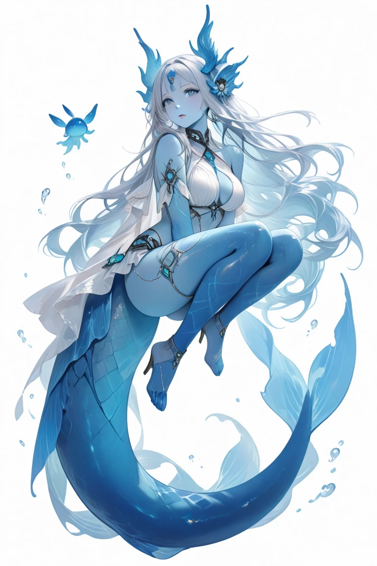 realistic photo, best possible quality, ultra realistic, sea, seabed, underwater, corals and reefs, a mermaid, a beautiful young woman, with random hair moving in the water, from waist to toe, she has a fish tail, mermaid, swimming with school of fish