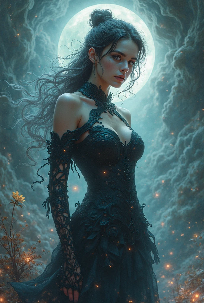 gothic art, dark fantasy art, a picture of a woman walking in a gothic style street at night, medieval street at night (1.6 best details, Masterpiece, best quality), several buildings (1.4 intricate details, Masterpiece, best quality), red roses (1.4 intricate details, Masterpiece, best quality), beautiful woman (1.3 best details, fantasy art, Masterpiece, best quality) Ultra Detailed Face (1.4 intricate details, fantasy art, Masterpiece, best quality), long hair, wavy hair, intense blue eyes, woman walks in the street wearing a white dress (1.4 intricate details, Highly detailed Masterpiece, best quality) Ultra Detailed Face (1.4 intricate details, fantasy art, Masterpiece, best quality) bats flying in background, ,dynamic angle, affraid, gothic atmposphere, moon light, wide angle, ultra wide angle, (8k, Photorealistic, Best Quality: 1.4)