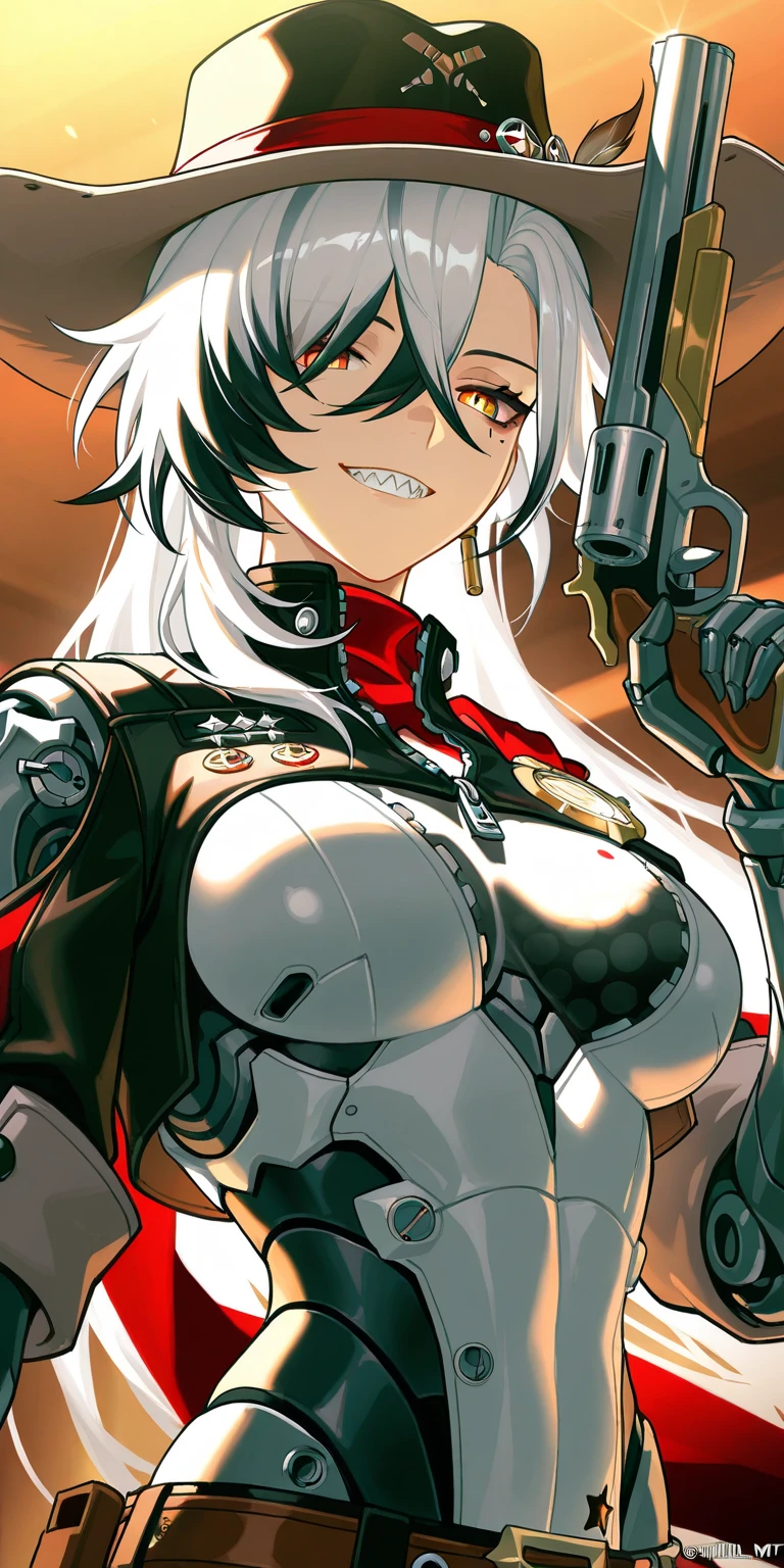 best quality, no eels, heavy cruiser princess, abyssal ship, 1girl, (wince:1.4), asymmetrical horns, breasts apart, mechanical parts, gears, cracked skin, center opening, perfect hands, <lora:GoodHands-vanilla:1>