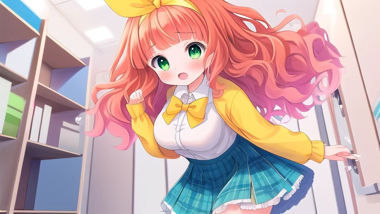 Cute girl, with a big lollipop in her hand, Large round lollipop, lollipop, Yellow clothes, Multicolored lollipop, candy, Umm Al-Candy