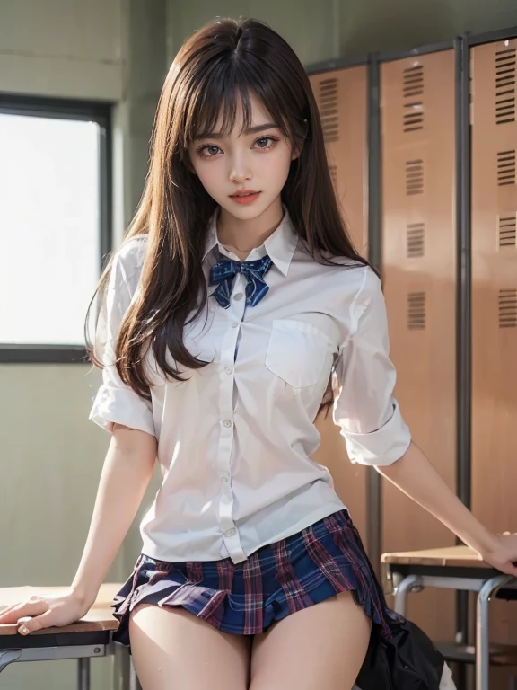 最高qualityのdetailed:1.2, Realistic, 8K Ultra HD, High resolution, 1 Girl:1.2, The 超detailedな, 高qualityのテクスチャ, Intricate details, detailed, Very detailed CG, 高qualityの影, Beautiful and delicate face down to the last detail, Beautiful and delicate details, Depth of written border, Ray Tracing, Women aged 24 or older, Cute K-Pop Girls, Faces of Ulsan, Korea:1.1, Narrow side, Uruchan-6500-v1.1:0.6, Facing the children_v1, Glowing Eyes, cheek, Glossy Lips, Perfect body、((Wearing a high school uniform))、Very cute face,(YShirt with dark blue mini pleated skirt、Underwear worn under clothing、、White panties)、Captivating Pose、Spread your legs wide、((The wind blows up her skirt、Panties exposed.:1.2,)),Sharp focus:1.2,Pretty woman with perfect figure:1.4,The best smile,,Camel Toe、Photorealistic:1.4, 超detailedな, Realistic写真, Full color RAW photos, Fujifilm(Medium format:1.2), Hasselblad:1.2, Carl Zeiss:1.1, Incredible dynamic range photography(utility_art:Smooth-768:1.1), High resolution, High pixel count, 明確なdetailed, Clear images, Natural color reproduction, Noise Reduction, High fidelity, quality, Software Improvements, Upscaling, Optimized Algorithms, Professional-level retouching、(((School classroom)))
