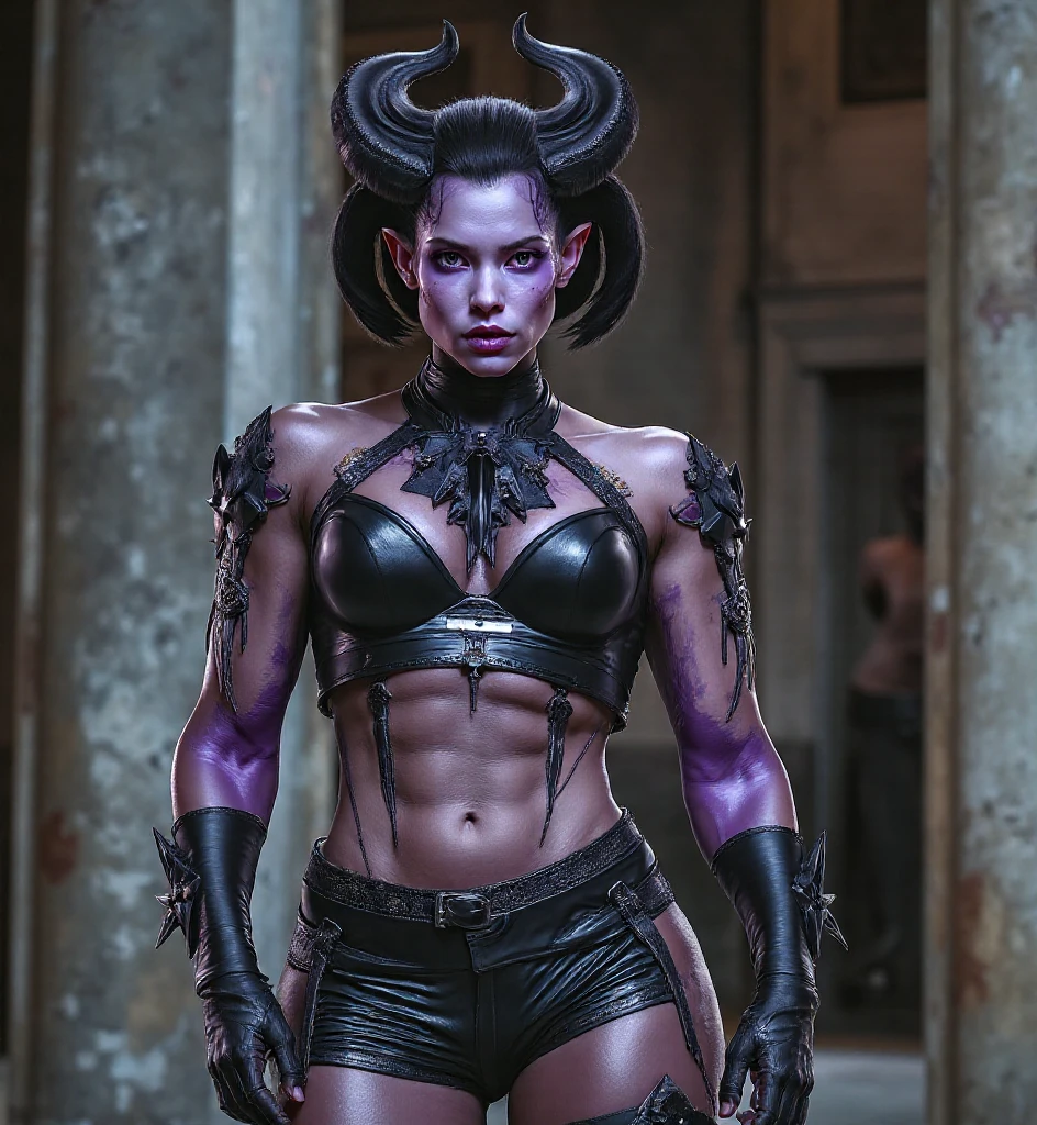 (Highest Quality, 4k, masterpiece, Amazing Details:1.1), wearing wear out circus_clothes, Shallow Depth of Field, E671, lens 50mm f/2.0, ((dragon_female_anthro)), (detailed scales), slicked back hair, pircings, tattoos, snake eyes, studded bracelet, (photorealistic) (RAW Photo), angry, evil smile, ((gothic circus)), skimpy