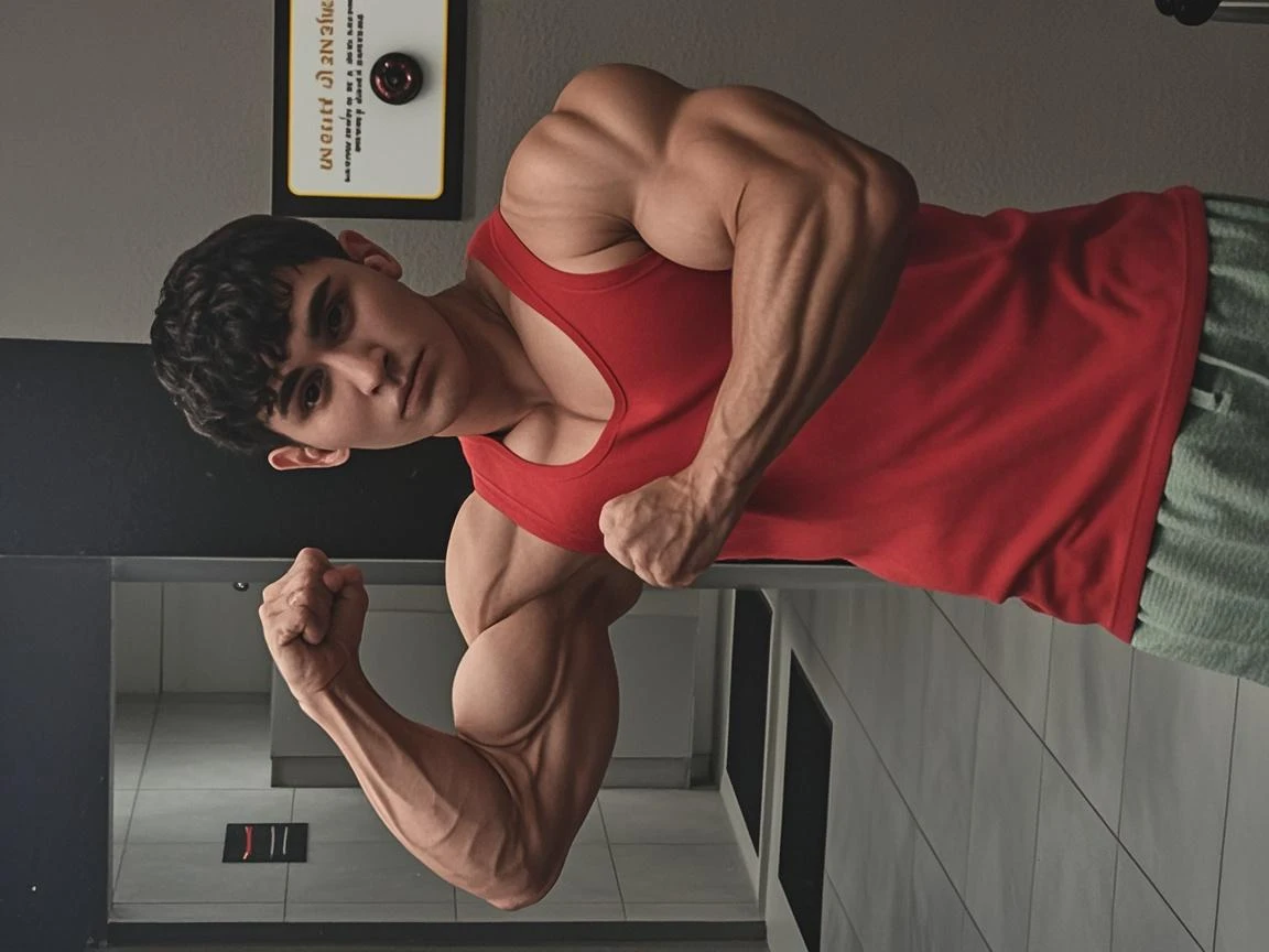 A muscular very young teen alpha male bodybuilder, pretty face, thin face, beautiful detailed grey eyes, beautiful detailed lips, extremely detailed eyes and face, long eyelashes, gorgeous brown hair, clear skin, white skin, 18 years old, extremely low body fat, extremely large and defined muscles, impossible proportions, handsome attractive face, ripped abs, veiny arms, broad shoulders, whole body and each muscle flexed, 8 feet tall, posing shirtless, taking mirror selfie, looking at phone, wears black sweatpants, studio lighting, (best quality,4k,8k,highres,masterpiece:1.2),ultra-detailed,(realistic,photorealistic,photo-realistic:1.37),award-winning,highly detailed,intricate,cinematic, dramatic atmosphere,chiaroscuro lighting,striking pose,muscular physique,powerful,intimidating,commanding presence