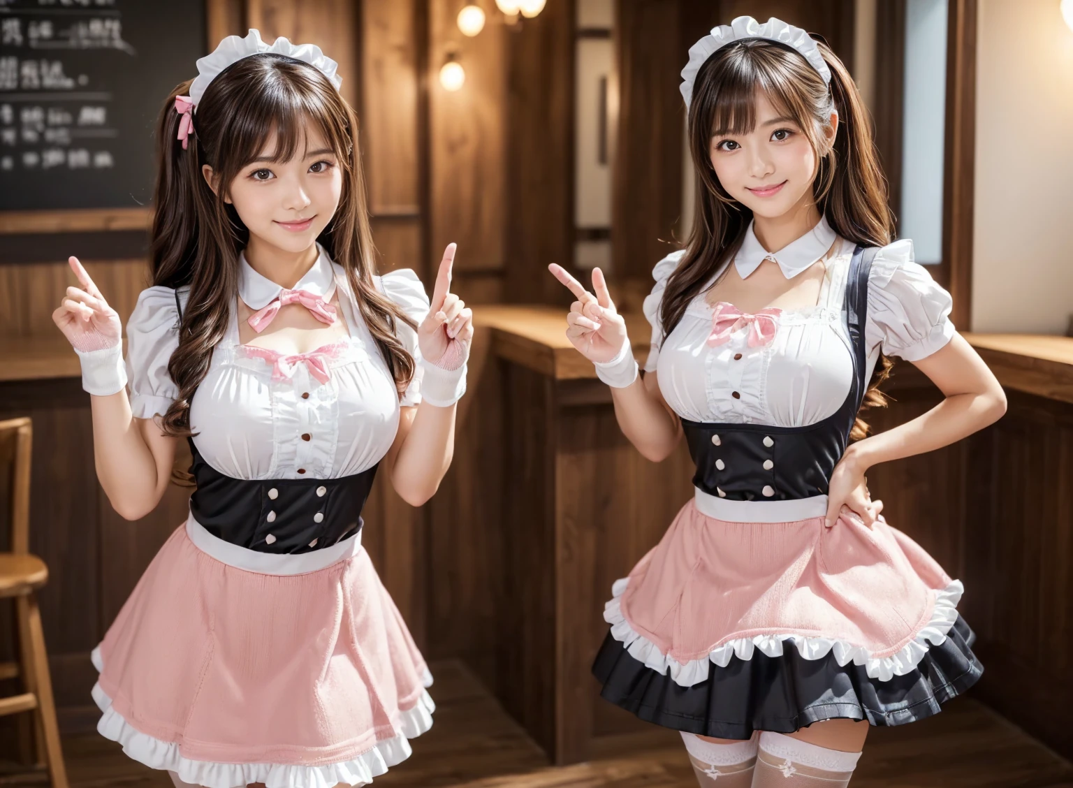 ((masterpiece, High resolution)), ((Thousands, crowd)), girl, group, clone, (( brown haired girl, blonde girl)), elegant, rich girl, Emotionless, Arms at sides, Straight spine, (((Maid clothes))), Upright and immobile posture, shoulder to shoulder, Same pose, The sisters are lined up in an orderly fashion, Many lines, crowd Shot, ((Black Choker, blue eyes, Very long eyelashes, bangs, Big Breasts, smile)),slim、garden、((Big Breasts))