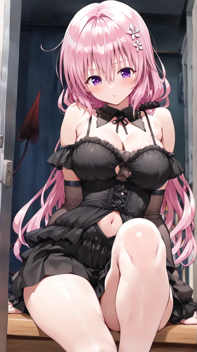 anime, beautiful face, highly detailed face, detailed eyes, highly detailed background, perfect lighting, full body, 1girl, solo, ruby hoshino, oshi no ko, indoors, heels, thighhighs, garter stockings, bedroom, absurdres, high res, ultrasharp, 8K, masterpiece, looking at viewer (sexy pose:1.2), (full body:1.4), teasing, no bra, wearing underwear, both hands holding breasts, squeezing breasts, breasts squeeze, bent over forward with hands on boobs, leaning forward and holding breasts, bending over at a 45 degree angle