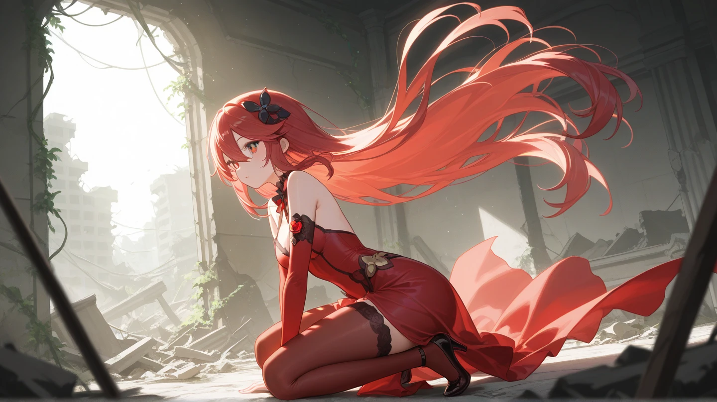 "Introducing Asuka, a renowned redhead character radiating sensuality and beauty. Her flowing crimson hair complements her captivating allure. Adorned in an alluringly intricate outfit, dynamic lighting accentuates her form. The artwork weaves meticulous detailing and sleek lines, evoking an irresistible sense of allure, mystique, and potent charm