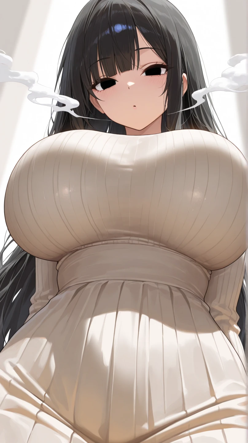 young slim nun, standing outdoors, full body shot, captured from below, fully clothed, her gigantic breasts were skillfully concealed, the cleavage of her braless top remained hidden, her serene expression radiated peace and tranquility, the surrounding greenery and sunlight framed her in a divine aura.