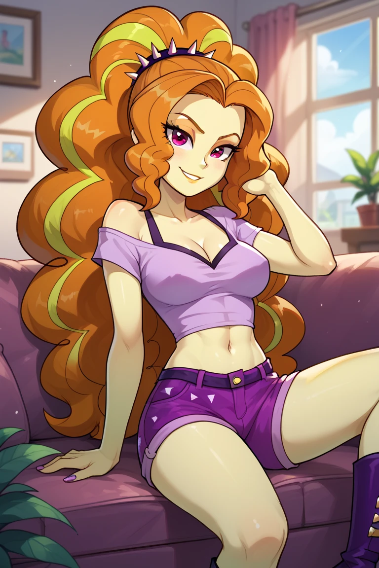 1boy,femboy,tall, very long Orange hair,long curls,elbow length Orange curls hair,tanned skin,6'2" inch tall,green eyes, feminine face, makeup,prominent lips, feminine body,round butt, sexy, smile,confident,pink crop top,Spandex shorts, highly detailed, pantyhose, thong,looking to camera, standing, luxurious room,sexy pose,Big dick,Big bulge,longer curly hair, red and white shorts,Big manhood, bigger dick,bigger cock,bigger balls,detailed face, detailed hair,detailed crotch,4K, Masterpiece, absurdres,hi res,detailed skin, Big erect Cock under shorts, tigth shorts, aroused,both arms on hips,longer hair,bigger balls,bigger cock, thick Cock, large balls,Cock under shorts, Cock strains against his shorts,Cock almost spills out of shorts,add a woman in Office clothes,1girl