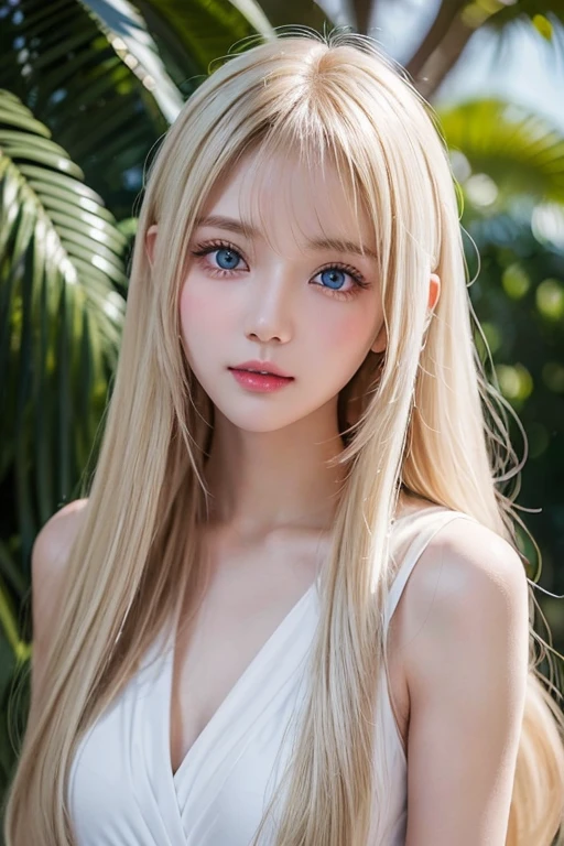 Her shiny, bright blonde hair is dazzlingly sexy.、 17 years old cute sexy little beautiful face 、Shiny hair dancing in front of a pretty face、Long, silky bangs that cover the eyes、Glowing pale light blue eyes、Hair that hides the face、Hair is too long、Sexy and cute young woman、Long, shiny, light blonde hair,,、dressing、T-Shirts、Big ample breasts、Bright expression、White beautiful skin、Cheek luster、Small Face Beauty、