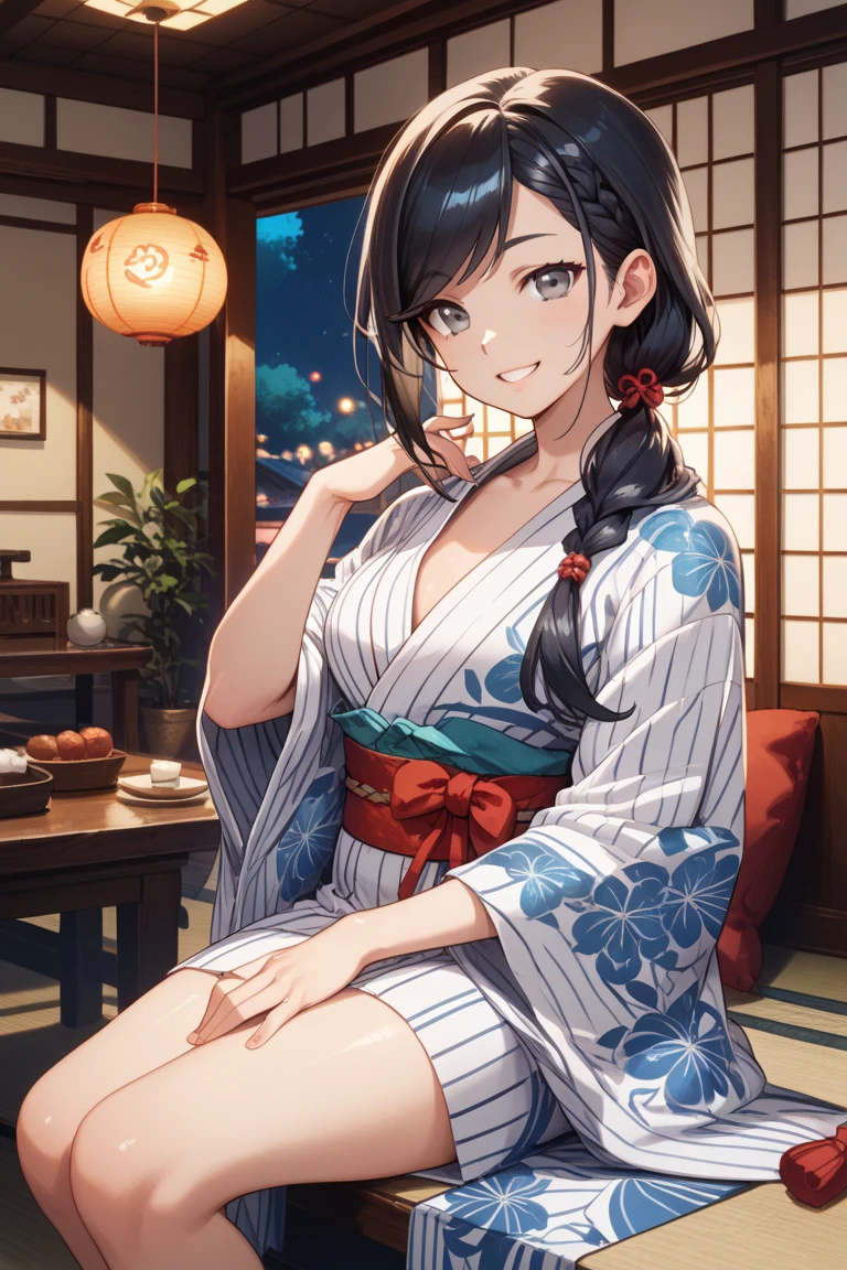 One Woman、beautiful girl、evening、kimono、Beautiful patterned kimono、ponytail、Waraji、School、Back of the school building、spring、cherry blossoms々、はためくcherry blossomsの花びら、Long Hair、Highest quality、Ultra HD、Black Hair、smile、8 heads、White tabi socks、Japanese Umbrella、smile、Cowboy Shot、festival、Many food stalls、Beautiful views、Big Breasts、kimonoがはだけて下着が見える、white lace bra、white lace panties、Lie on your back with your legs spread、Have a、Tipsy