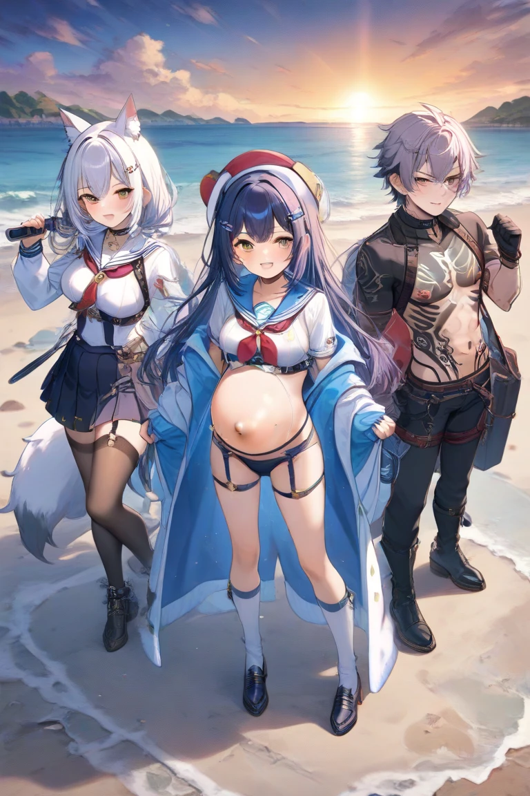 ((masterpiece)),((best quality)),(ultra-detailed),(an extremely delicate and beautiful),detailed backgroud, ((((1woman,tall stature)))and(((1shota boy,short stature)))),((((hetero)))),(height difference),(((wrestling ring))), (1woman),((((silver wolf/(Honkai:star rail/)))),(curvy:1.4),(huge breasts), pale skin,shiny skin, long hair,ponytail ,drill hair,hair between eyes, eyewear on head, navel, midriff,((She wears jacket, black jacket, sunglasses, gloves, black gloves, fingerless gloves, shorts,black shorts, shirt, white shirt, choker, crop top, fur trim)),(rolling eyes:1.4),(ahegao),(trembling),clothing aside, ((((hug from behind)))), sex from behind, standing sex, ((((motion lines)))), vulgarity, clothed,(cum in pussy:1.4),cum on clothes,cum on breasts,cum in mouth,cum on hair,(excessive cum:1.4), ((((1shota boy)))),(petite),penis,dark-skinned shota boy,interracial,