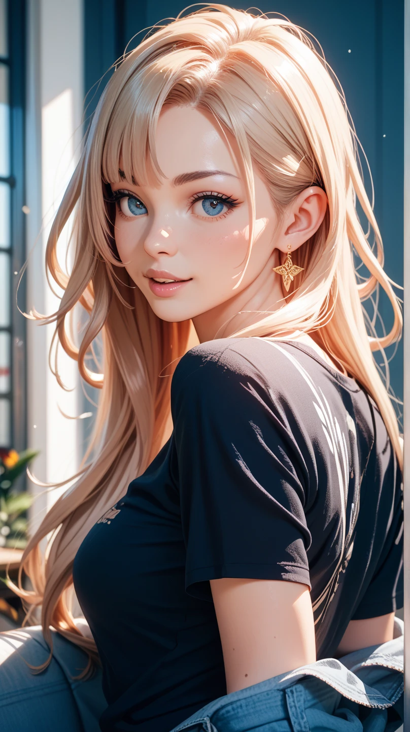 realisticlying、Emphasis on cleavage、 Sideways view、Close-up looking up from below、a 18 year old girl(((Grab your chest with both hands)))、wearing a khaki sweater、Breasts enlarged、A slight smil、Sexy Posing、I'm sweating、Redness of cheeks、Blonde braided hair、Bedrooms、sexly