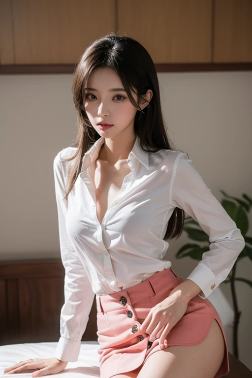 ulzzang-6500-v1.1, (Raw photo:1.2), (Photorealistic:1.4), Beautiful detailed girl, Very detailed eyes and face, Beautiful detailed eyes, Ridiculous, Incredibly ridiculous, Huge file size, Ultra detailed, High resolution, Very detailed, Top quality, Masterpiece, Kemomimi, (( Japan girls' high school sheer white blouse)), (( No jacket)),illustration, very detailed, CG, unification, 8k wallpaper, fantastic, fine details, masterpiece, top quality, highly detailed cg uniform 8k wallpaper, light on face, movie lighting, 16 year old girl, (((without panties)), ((dynamic pose))), (camel toe), (half), (pantyhose), (sitting legs bent with knees spread))