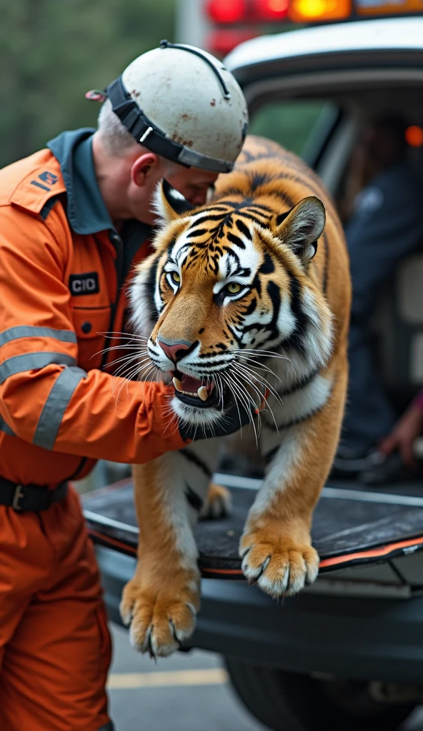 Tigre de bengala gigante no centro do rio de janeiro cagando