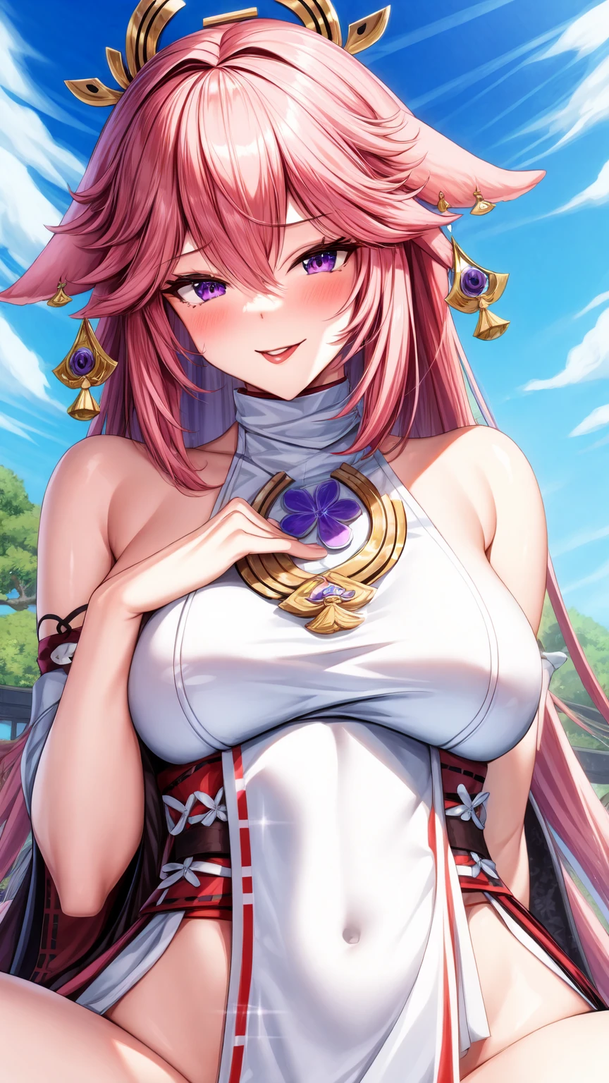 In this captivating artwork, ChouChou Akimichi is portrayed as a stunning dark-skinned girl with vibrant red hair and captivating grey eyes. Her striking appearance is enhanced by the intricate details of her traditional Japanese clothing, which accentuates her curvaceous figure, revealing a hint of her cleavage.
The exquisite piece showcases ChouChou's beautiful, detailed face, capturing her alluring gaze and delicate features. Every aspect of the image, from the soft folds of her attire to the subtle highlights in her hair, is rendered in the best possible quality.
As ChouChou Akimichi poses gracefully amidst a serene natural setting, her dark skin radiates a warm, inviting glow. This masterpiece is a testament to her enchanting beauty and sensuality, leaving the viewer spellbound by her undeniable charm.