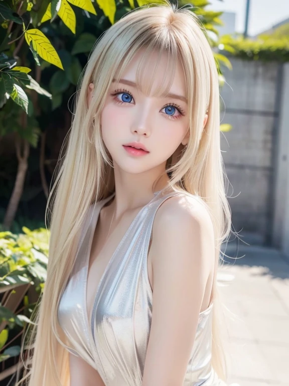 The most beautiful light blonde hair in the world、Bright expression、Beautiful Bangs、Super long straight hair、Beautiful, clear, bright light blue eyes、Sheer white and wet nightgown、European youth、Perfect body、The ultimate beauty、Perfect beauty、The cutest face in the world、The most beautiful 17 year old in the world、White and glowing skin、Perfect beautiful face、Bright makeup、Pale pink lips、One Girl、Unbuttoned shirt、lipstick、Deceptive advertising、{vapor}、Viewer's vision、Golden Hour Lighting、Comic Strip、Bokeh Atmosphere Perspective、Detailed Video Lite、Intricate details、High resolution、 Detailed features of the face design、Advanced Details、Clear focus、Smoothness、aesthetics、Advanced Details、Printed、Octane、{{masterpiece}}