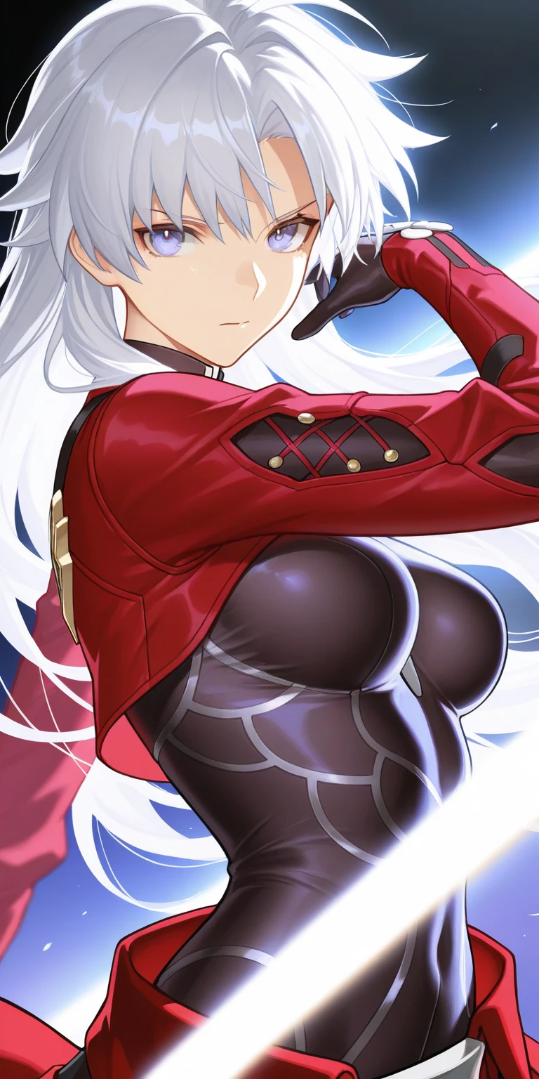 masterpiece, highest quality, High resolution, Humsalome, Drill Hair, Parted bangs, Black hair band, ribbon, Purple eyes, Big Breasts, tattoo, Red dress, Long sleeve, Exposing shoulders, Black gloves, Cowboy Shot, ojou-sama pose, smile, Open your mouth, put your hand on your face,View Viewer,From the back,Women stink,fart,Turn your buttocks here