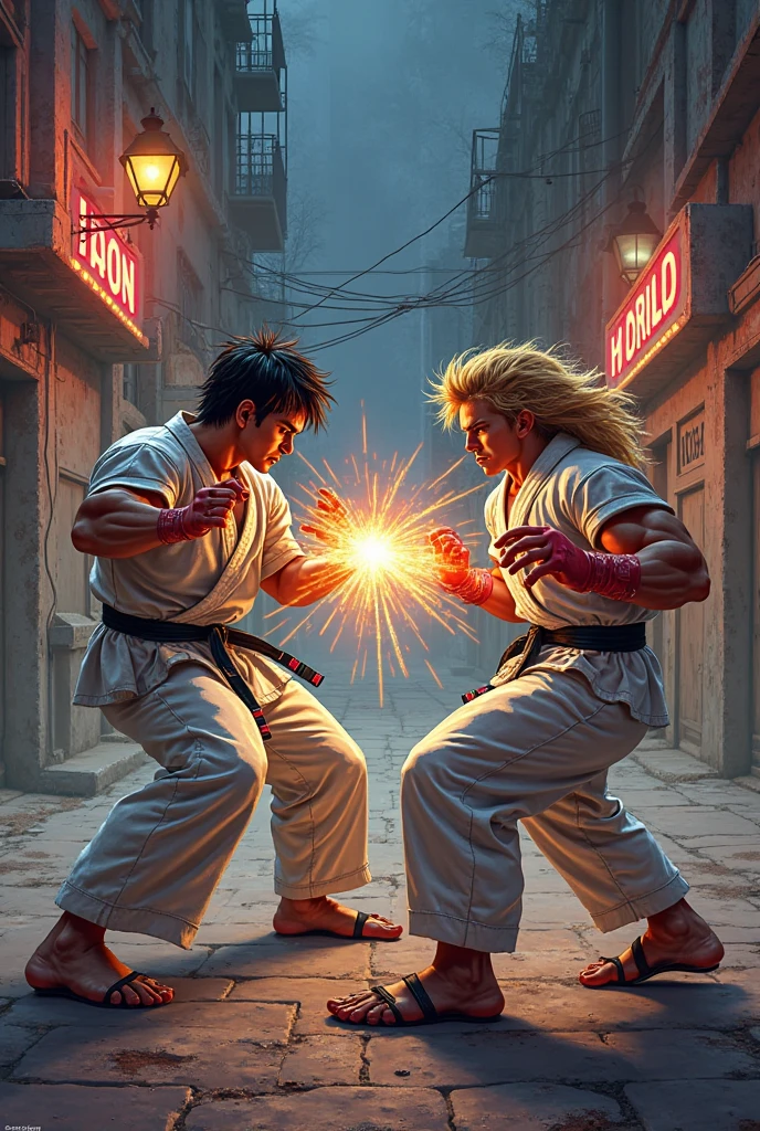 People fighting in the subway anime style