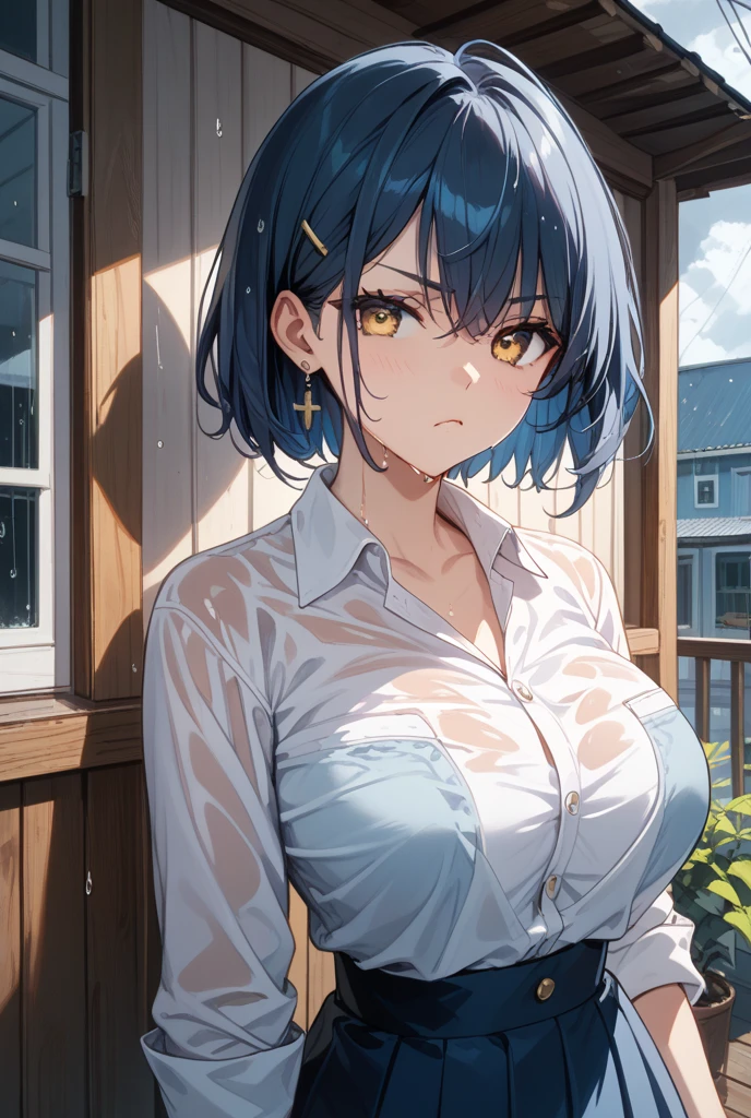 nsfw,1girl,18yo,perfect hands, perfect finger,perfect anatomy, masterpiece, best quality,realistic, hyperrealistic, 16k hdr,, aamii, short hair, black hair, blue eyes, pink frame glasses, (no bra,no panty, T-shirt,denim mini skirt:1.2),(lift up T-shirt),outdoor, from below,(sweat:1.3),(red blush,shyness smile),small breasts,necklace,(leaning forward,squating:1.2,pubic brown hair:1.3,open legs,spread pussy:1.3),(wink),(peace sign:1.3),Nipples, nipple slip, No panties),(embarrassed,Smile), open mouth,one eye closed,((Tongue out)),breathing deeply, Feel good,indecency,Spread legs,squating,(((Female masturbation:1.1))),ecstacy, (sitting yoga mat)),