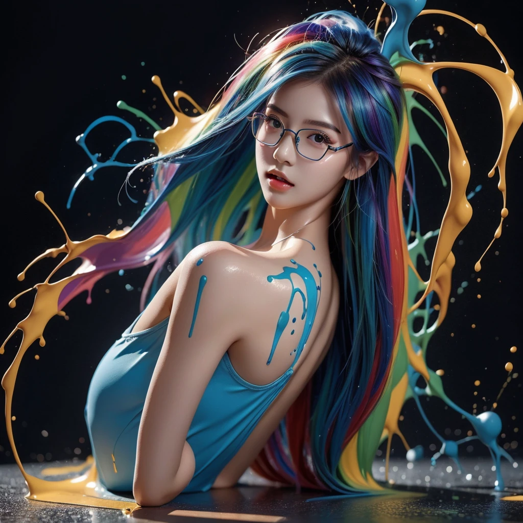 8K, Top Quality, Intricate Details, Ultra Detail, Ultra High Resolution, Masterpiece, close up shot, shot from behind, (Looking back), (full body: 1.1), Slender, Smile, (Makeup: 0.4), ,(( blue eyes, blue hair, bangs, very long hair, extra long hair )), (Fluffy Eyes: 1.21), (()), 1girl, solo, 1 girl, (()), close up shot, , ((tall)), (((fit body))), (((slim face))), sharp face, (( in the rain, shimmering skin, she's soaking wet, (her hair is (dripping wet:1.2), long wet hair, Her wet drenched hair, wet hair, water on the body)) ,(detailed face), sharp face, small lips, , ,(( ass up, butt cheek,)) ,,wind blow hair ,
((, )), , ((naked, nude )), detailed face, detailed breast, large breast, huge breast, detailed ass , detail nipples ,, Narrow Waist, Skinny, tall , 190 cm tall, Muscular, Navel, Exposed Abdomen, Pointed Chest,, Beautiful girl with accentuated slender abs: 1.4, Six Pack Abs: 1.4, , Perfect Body, detail legs, (( dark background)), black background,