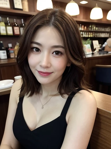 ((Best quality at best,8K,tmasterpiece:1.3)),Beautiful Women in Perfect Figure:1.4,Layered Hair Style,Burgundy hair,mediuml breasts,Wearing a pendant,liveroom(the detail,Talk to customers),Highly Detailed Face and Skin Textur,A detailed eye,二重まぶた,A meticulous smile,There are small dimples in the details,(in a panoramic view,liveroom,人物,papers,The content is very detailed),Small suit