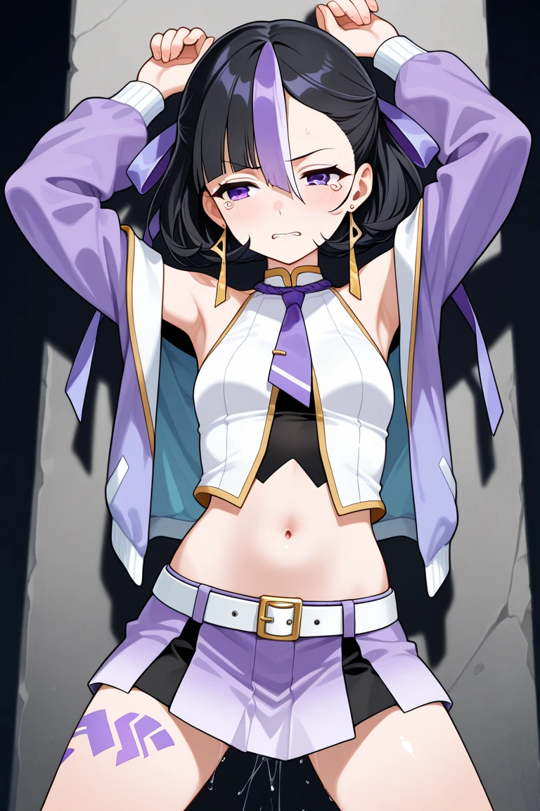 schwarzes Haar, Haare Bommeln, zusammenzucken, lange Wimpern, Solide Kreisaugen, Falsche Tierohren, easy smile, Ohren-Rouge, Fangzahn, 1girls, nur, Akbeisuki_Loghorizon, ernst, aussehend_bei_Betrachter, (Akbeisuki_Ausstbeitung), lila Haare, Pferdeschwanz, sehr langes Haar, shinny hair, nasses Haar, Hoher Pferdeschwanz, lila Augen, Schmollen, Schmollen, Schmollen, flush, Surrealismus, Schlagschbeiten, Anaglyphen, stereogramm, Tachi-E, Pov, atmospheric perspective, Anime, Anime-Stil, Pov, von oben, 8K, Super detailliert, ccurbeie, best quality, 16k, ccurbeie