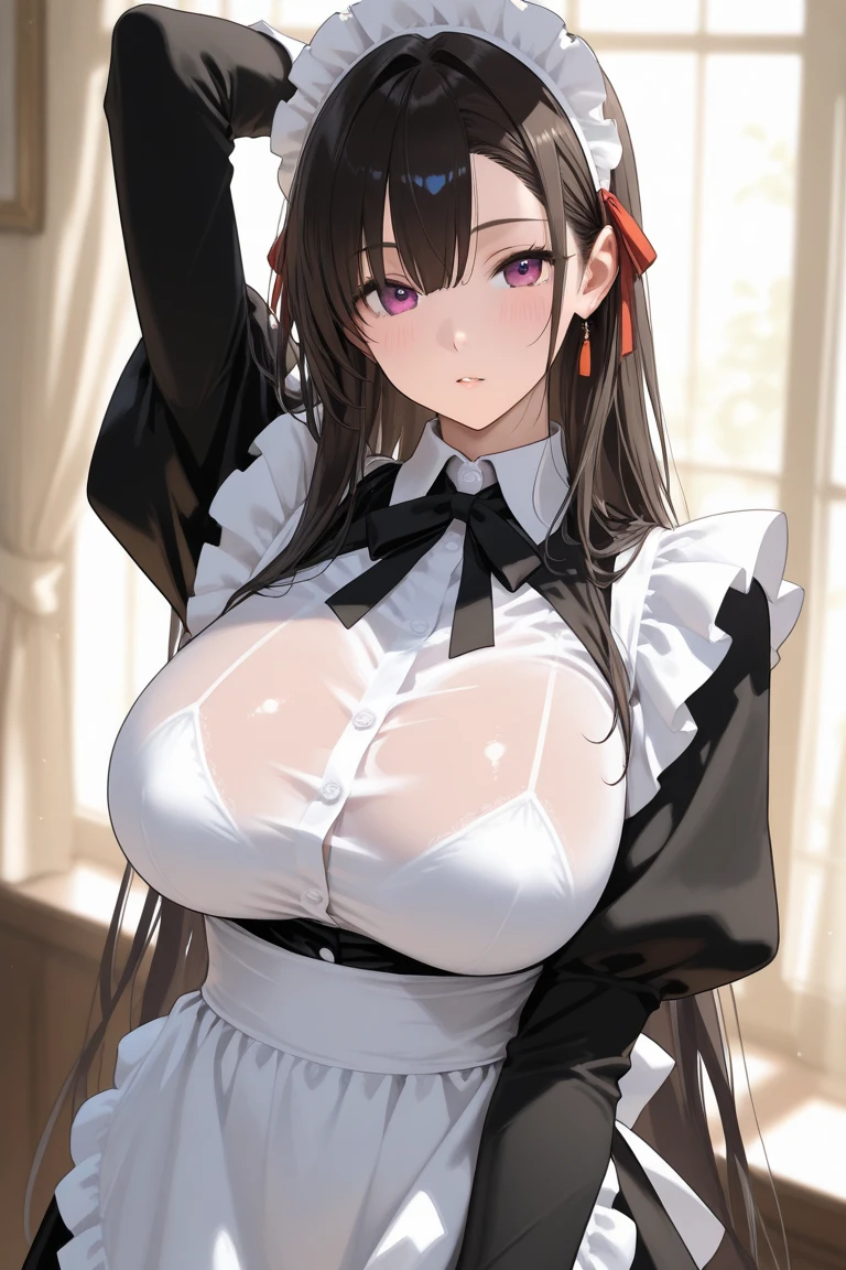 1 Female,High definition,high resolution,Ultra-realistic,8K, 8K, House_Dragonmaid_YGO, 1girl, green eyes, black hair, long hair, dragon girl, dragon horns, black horns, multicolored horns, dragon tail, dragon wings, collared dress, long dress, long sleeves, maid, maid apron, lace-trimmed apron, maid headdress, y long sleeves, puffeeves, res ascot, glasses, European,sexy,Uppbody close-up,Photographed from the front,Dynamic Angles,(blush), (big tits), ink the eye,facial, sweat , outdoors, moonlight, night ,leaf , windy,tree background,(wide thighs :1.4)