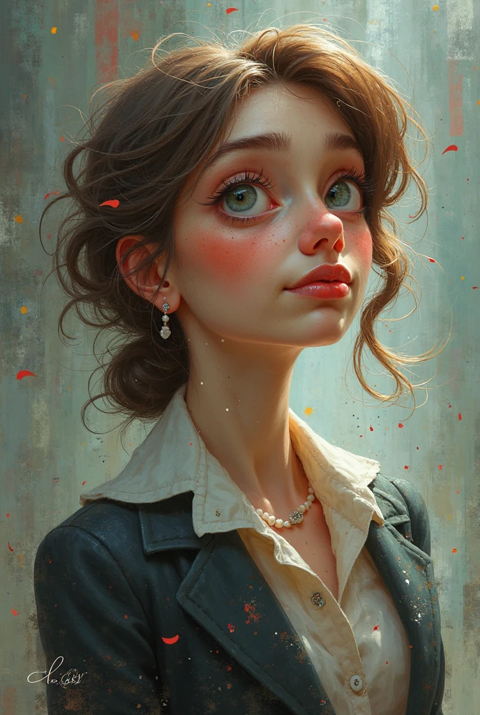 OIL PAINTING,IMPRESSIONISM,(masterpiece, best quality, ultra-detailed, best shadow),(detailed background),realistic ,(Rembrandt),shiny skin,looking at viewer, 1girl, glowing eyes,street background, <lora:bichu-v0612 :0.5>,bichu