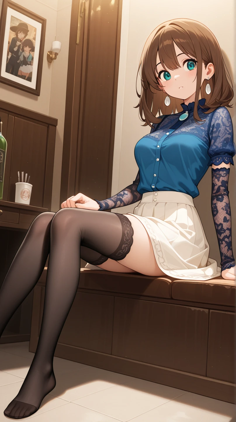 beautiful, Miss,Adult faces,25 years old,Ponytail, Work clothes, Pantyhose ,sit, High-heeled