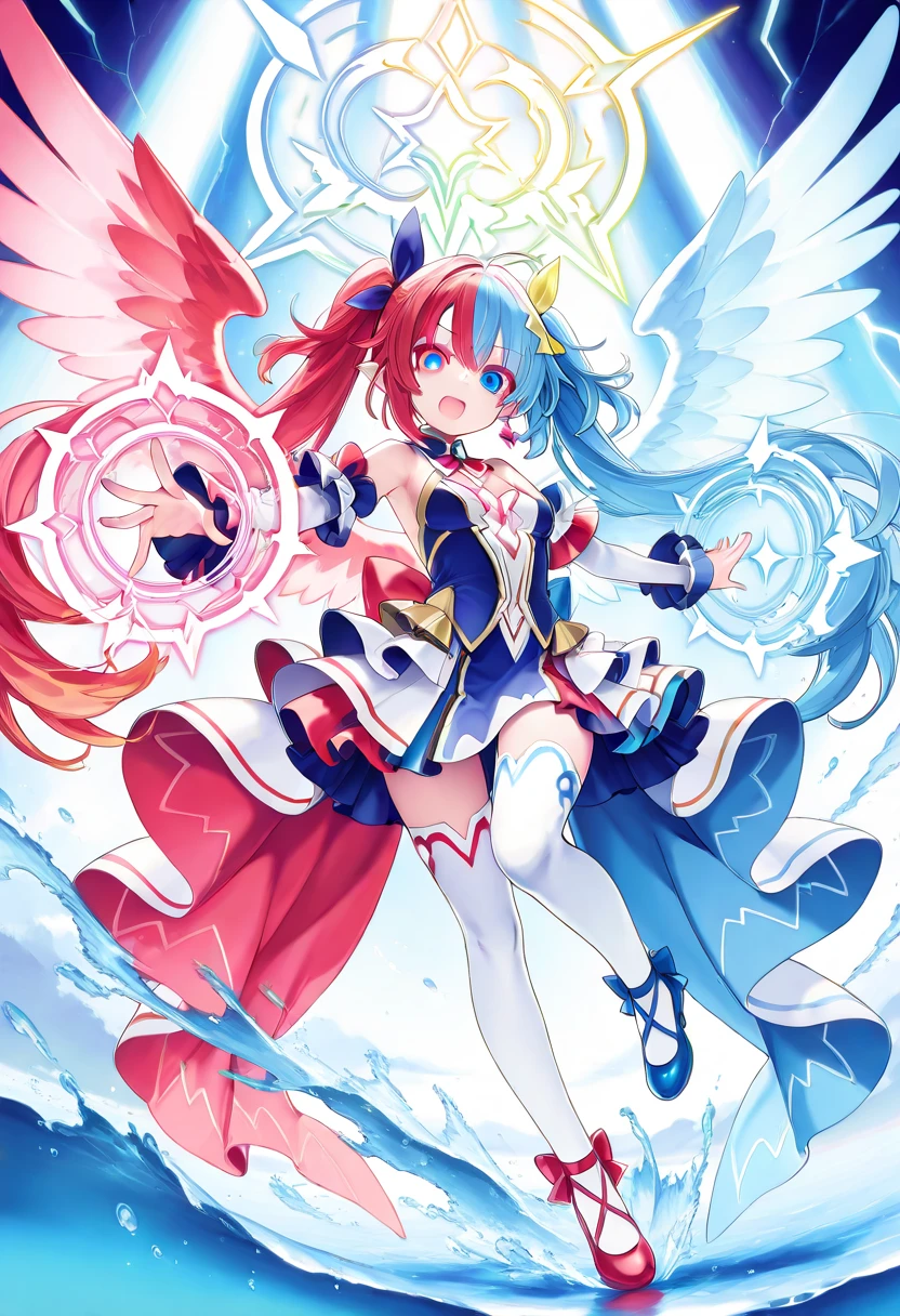 score_9, score_8_up, score_7_up, score_6_up, BREAK angelic,halo,ascending to heaven,switchchan, heterochromia,sailor collar, sleeves past wrists, sleeves past fingers, school uniform, shirt, serafuku, black thighhighs <lora:SwitchchanXLPD:1>